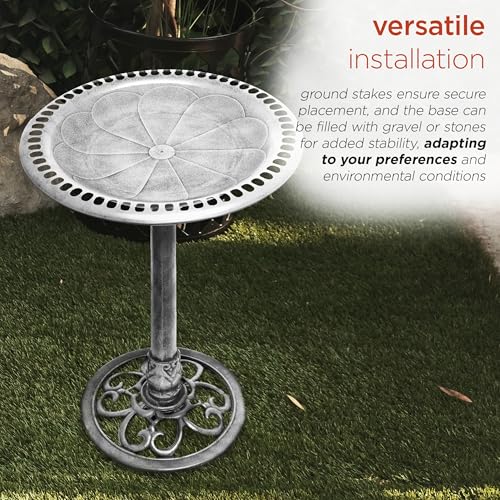 TEC116GR Outdoor Pedestal Birdbath w
