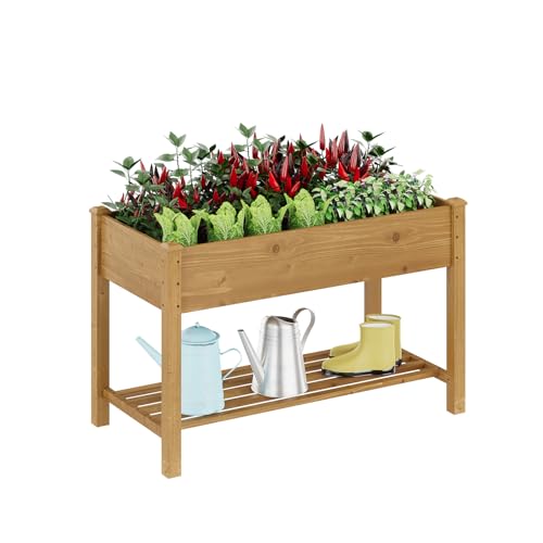 48x24x30.7in Wood Raised Garden Bed with Legs Elevated Planter Box Gardening Outdoor Planter Box Patio Kit Planting Bed for Vegetables Flowers Herbs Outdoor for Patio Balcony Backyard