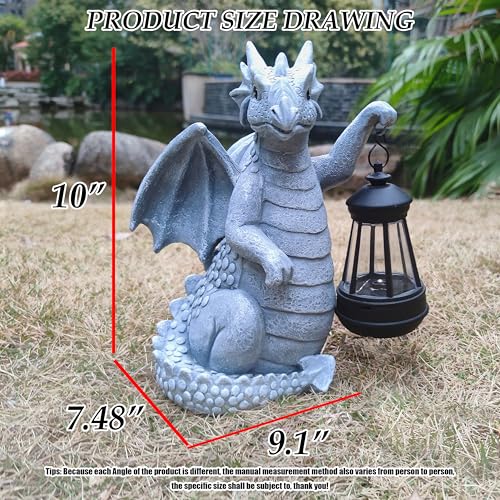 Solar Dragon Garden Statue Decoration with Solar Lantern