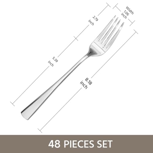 Forks 48 Piece Dinner Forks Set (Silver / 48-Piece)