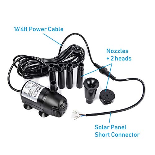 12V 24V DC Brushless Submersible Water Pump 196 GPH for Solar Fountain Hydroponics and Aquaponics