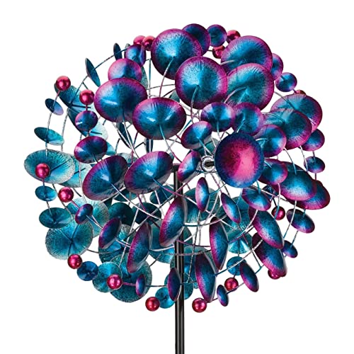 Wind Spinner Outdoor Metal Kinetic Yard Art with Stake (Globe / Large (80-89 Inch))