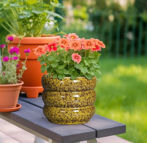 Ceramic Planter (8 Inch / Leopard Print Yellow)