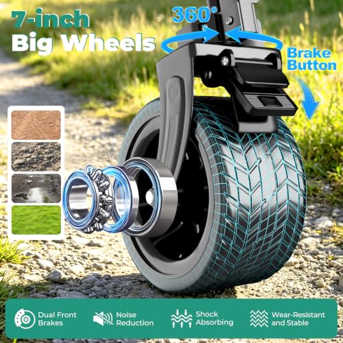 400L Double Decker Wagon Cart with Brakes (Black-400l)