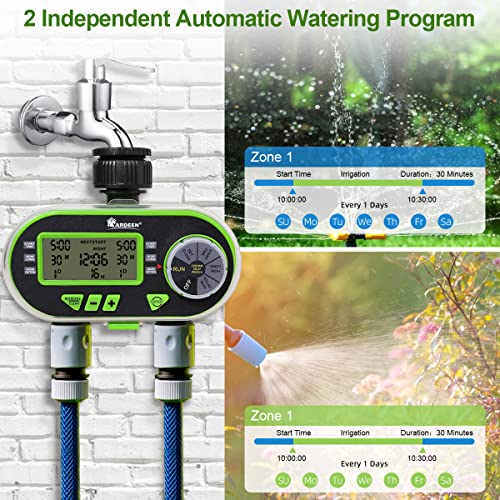 2 Outlet Garden Digital Electronic Water Timer LCD Display