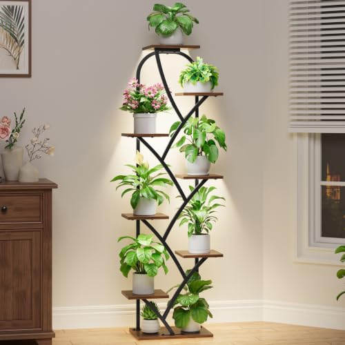 Indoor Plant Stand with Grow Lights (8 Count)