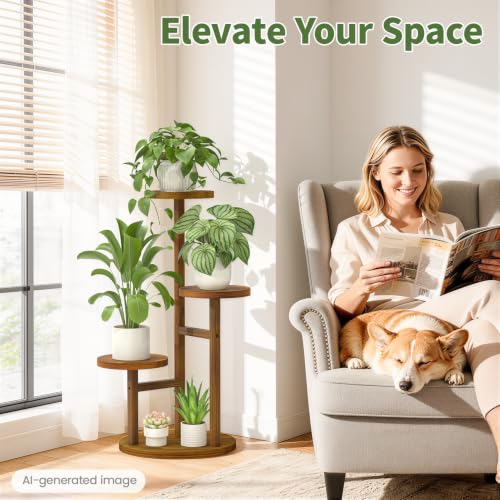 Wood Small Plant Stand Table Tall for Indoor Corner