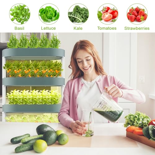 5-Tier 80-Pod Hydroponics Growing System Kit, Vertical Hydroponic Tower with LED Grow Light & Quiet Water Pump,Self-Watering Indoor Herb Garden for Herbs, Lettuce & Vegetables
