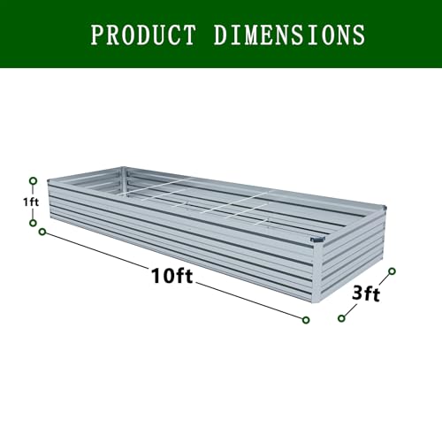 2PCS 10x3x1ft Galvanized Raised Garden Bed Kit (2 Count)