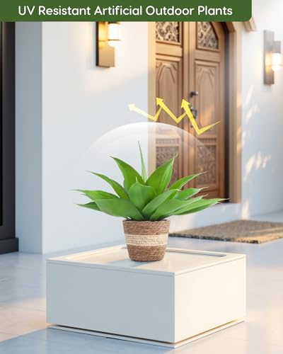 Fake Agave with Rattan Pot