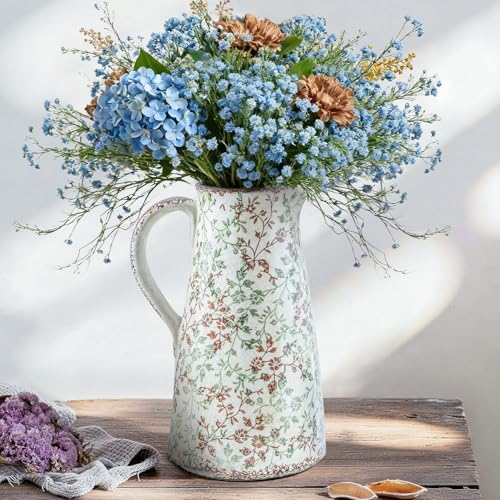Decorative Pitcher Vase (03-green and Beige-12.2 Inch)