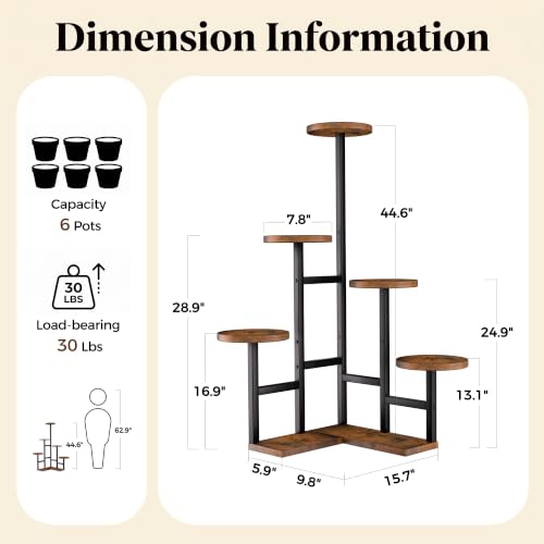 6 Tiered Plant Stand Indoor (6 Tier-Brown)