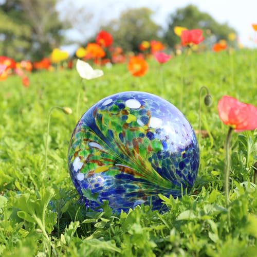 10" Gazing Ball Glass Reflective Garden Globe for Outdoor Lawn Decor (Multicolor)