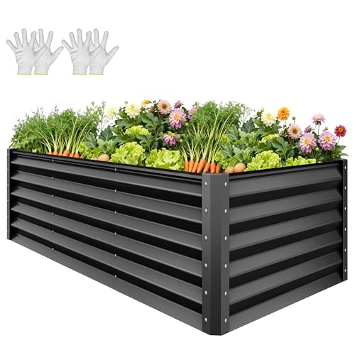 8x4x3ft Large Raised Garden Bed Kit (Black / 8x4x3ft)