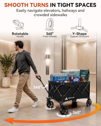 Wagons Carts Foldable 330LBS (Black / 5.3 cu ft / 150 L)