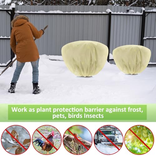 12 Pcs Winter Plant Covers Freeze Protection 39.4x23.6 Inch Horizontal Shrub Tree Rose Plant Protection Bags Frost Blanket with Drawstring for Fall Winter Outdoor Garden Planting