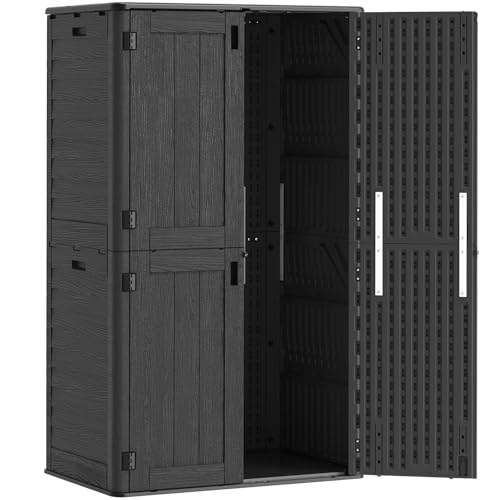 Tall Vertical Outdoor Storage Shed (Black / 61 Cu.Ft)