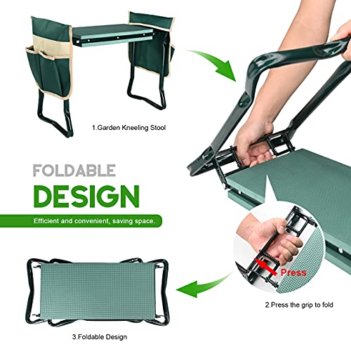 Upgraded Garden Kneeler and Seat with Thicken & Widen Soft Kneeling Pad