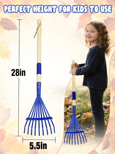 33" Kids Leaf Rake with Gloves
