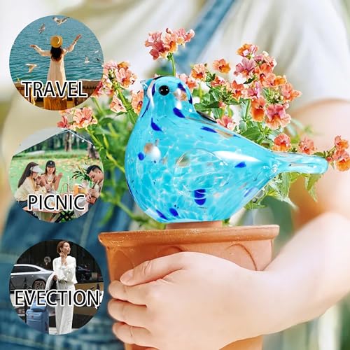 Glass Bird Shaped Plant Watering Ball Glass Automatic Watering Ball Flower Pot Insertion Spike Drip Irrigation Device Watering Ball Irrigation System Plant Enthusiast Gift