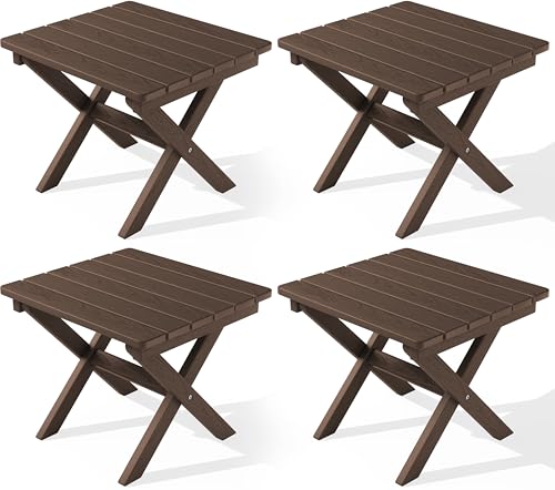 Small Folding Outdoor Side Table Set of 4 (Coffee / Foldable 4-pack)