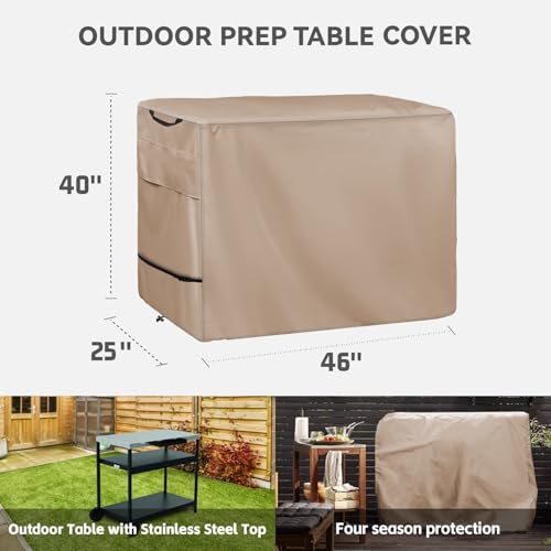 Outdoor Prep Table Cover for Outdoor Stainless Steel Table Khaki