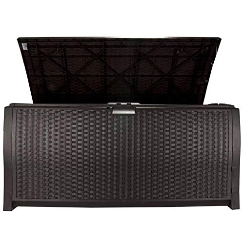 99 Gallon Plastic Wicker Deck Box Container Storage for Garden (2 Count)