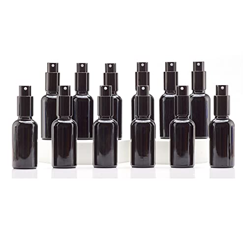 Black Glass Spray Bottles 1oz (12 Count)