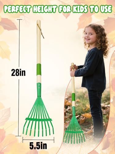 33" Kids Leaf Rake with Gloves