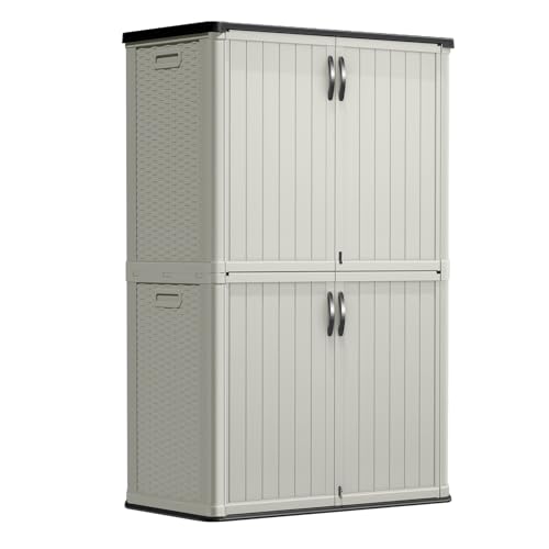 50 CuFt Outdoor Storage Cabinet with Lockable Doors (50 CUFT / Classic / Beige)