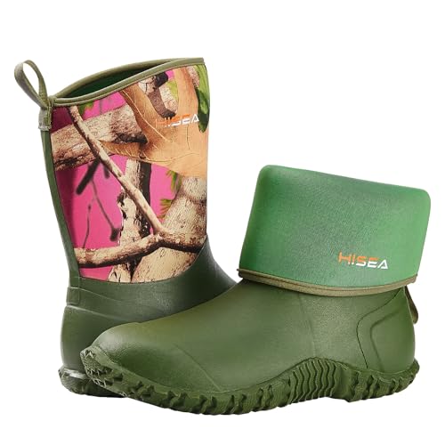 Women's Mid Calf Neoprene Rain Boots Roll Down Rubber Shoes