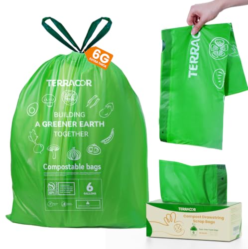 6 Gallon Compostable Trash Bags Drawstring (6 Gallon-35)