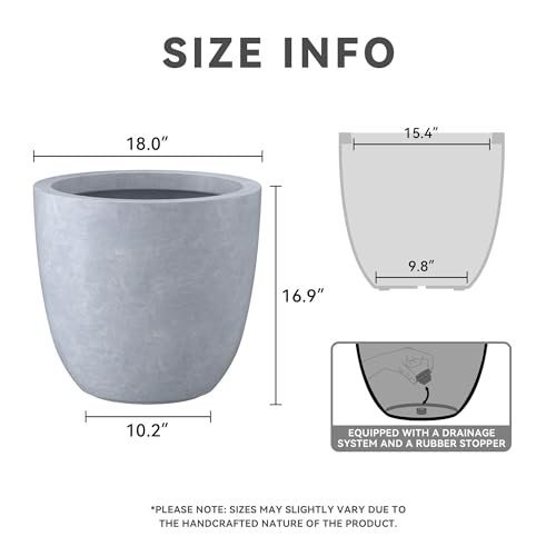 Large Round Bowl Blue Gray Concrete Planter 18" Dia (Gray / 18"d)