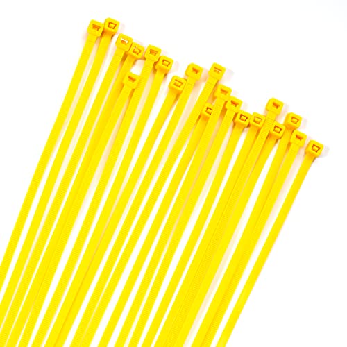 100PCS Heavy Duty Cable Zip Ties (8 inch / Yellow)