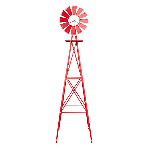 8FT Metal Windmill Ornamental Spinner Backyard Garden Decoration Weather Vane
