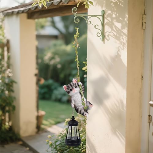 Solar Hanging Cat Statue