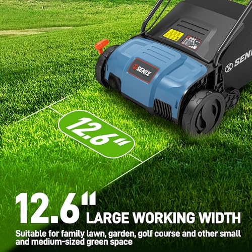 12 Amp 13 Inch Corded Electric Dethatcher and Scarifier with Collection Bag