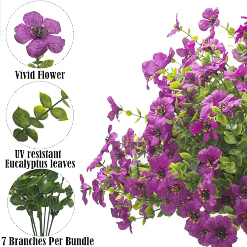 Artificial Fake Flowers for Outdoor Spring Decoration (16 Count)