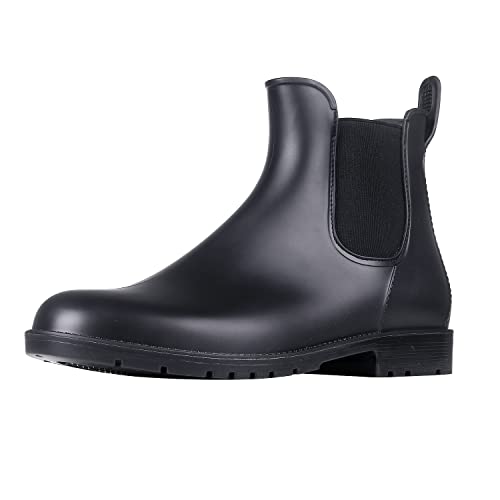 Women's Ankle Rain Boots Waterproof Chelsea Boots Black