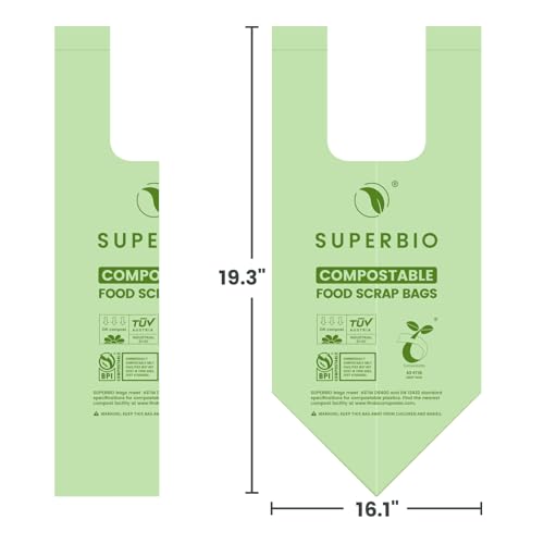 1.6 Gallon Compostable Food Scrap Bags with Handles (100 Count)