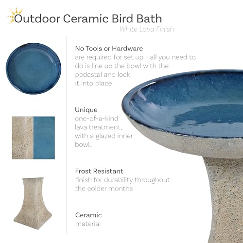 Sunnydaze Ceramic Bird Bath Bowl