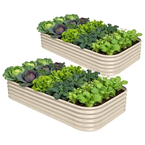 2 Pcs 8x4x1.5ft Galvanized Raised Garden Bed (2 Count)