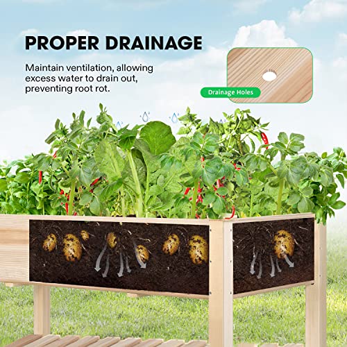 Raised Garden Bed with Legs & Wheels Outdoor Wood 46x24x32 Mobile