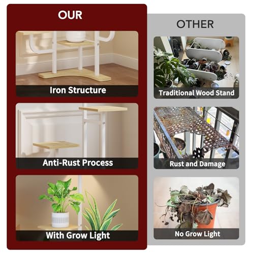 Corner Plant Stand with Grow Light