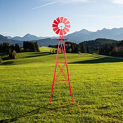 8FT Metal Windmill Ornamental Spinner Backyard Garden Decoration Weather Vane