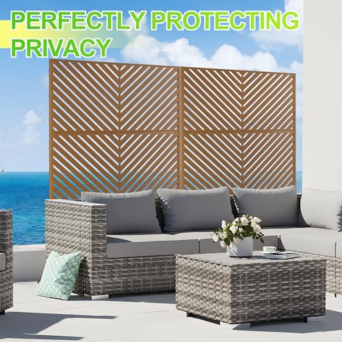 Metal Outdoor Privacy Screen (72" H×47" W / Brown Parallel)