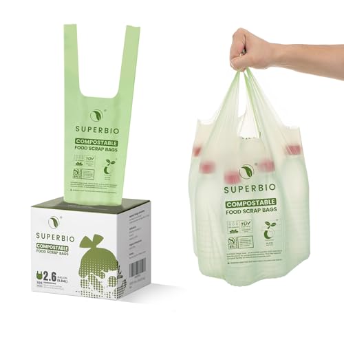 2.6 Gallon Compostable Bags with Handles (100 Count)