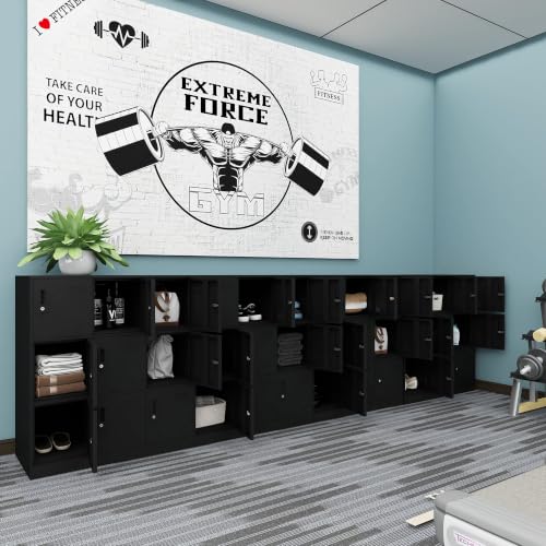 Metal Storage Locker Cabinet for Office (Black / 9 Doors)