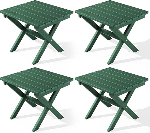 Small Folding Outdoor Side Table Set of 4 (Green / Foldable 4-pack)