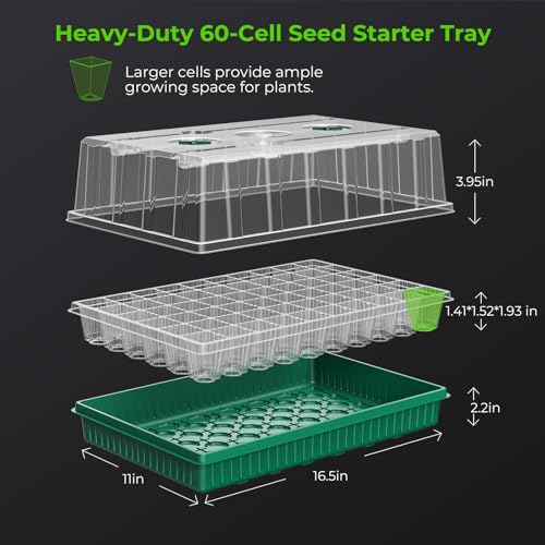 2 Pack Seed Starter Tray with Grow Light (120 Cells)